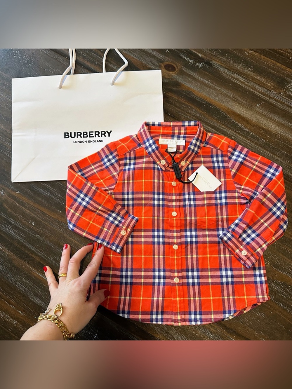 NWT Authentic BURBERRY Boy Dress Shirt Button Down Nova House Check 9-12 Months